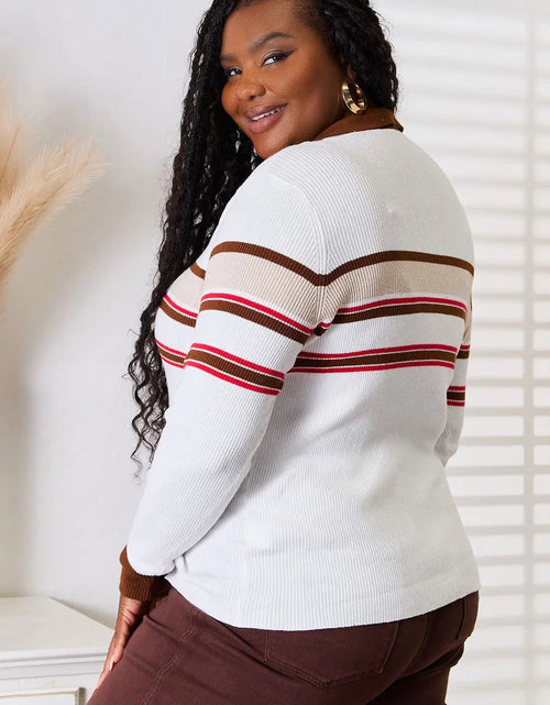 Load image into Gallery viewer, Basic Bae Striped Collared Neck Rib-Knit Top 2668south
