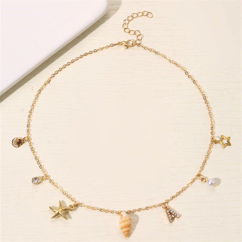 Beach Ocean Style 26 Letter Pearl Shell Necklace 2668south