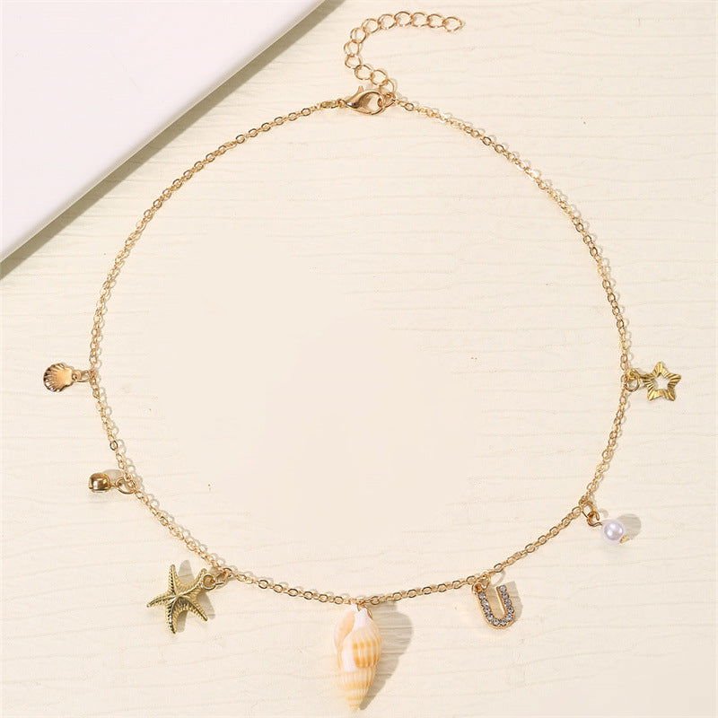 Beach Ocean Style 26 Letter Pearl Shell Necklace 2668south