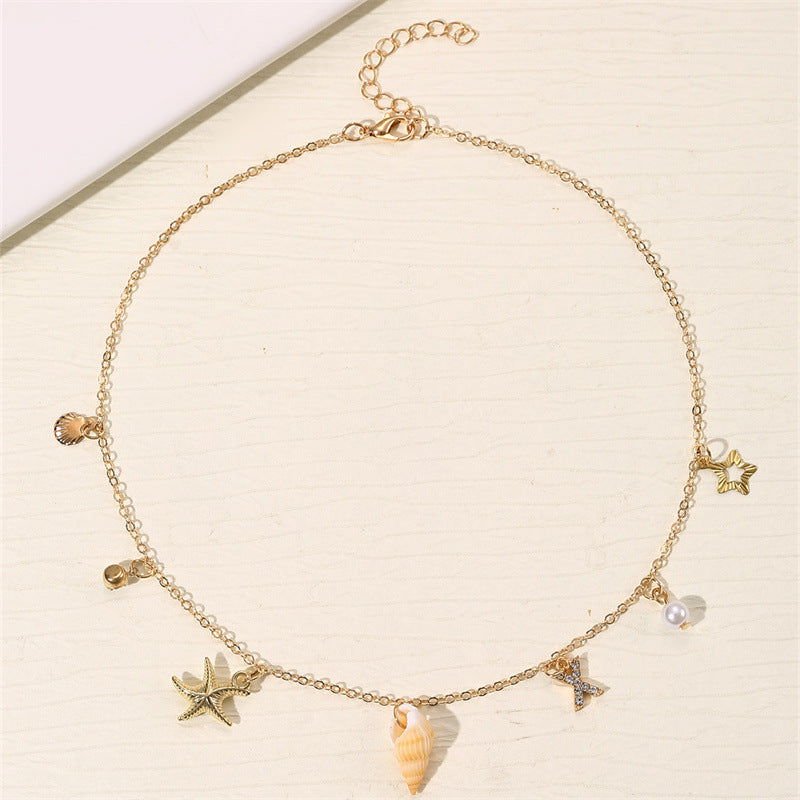 Beach Ocean Style 26 Letter Pearl Shell Necklace 2668south