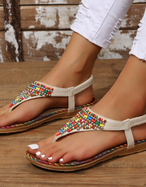 Load image into Gallery viewer, Beaded PU Leather Open Toe Sandals 2668south
