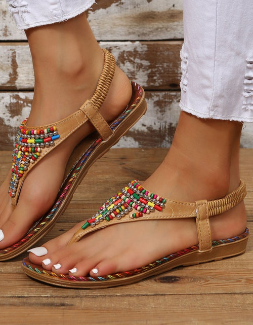 Load image into Gallery viewer, Beaded PU Leather Open Toe Sandals 2668south
