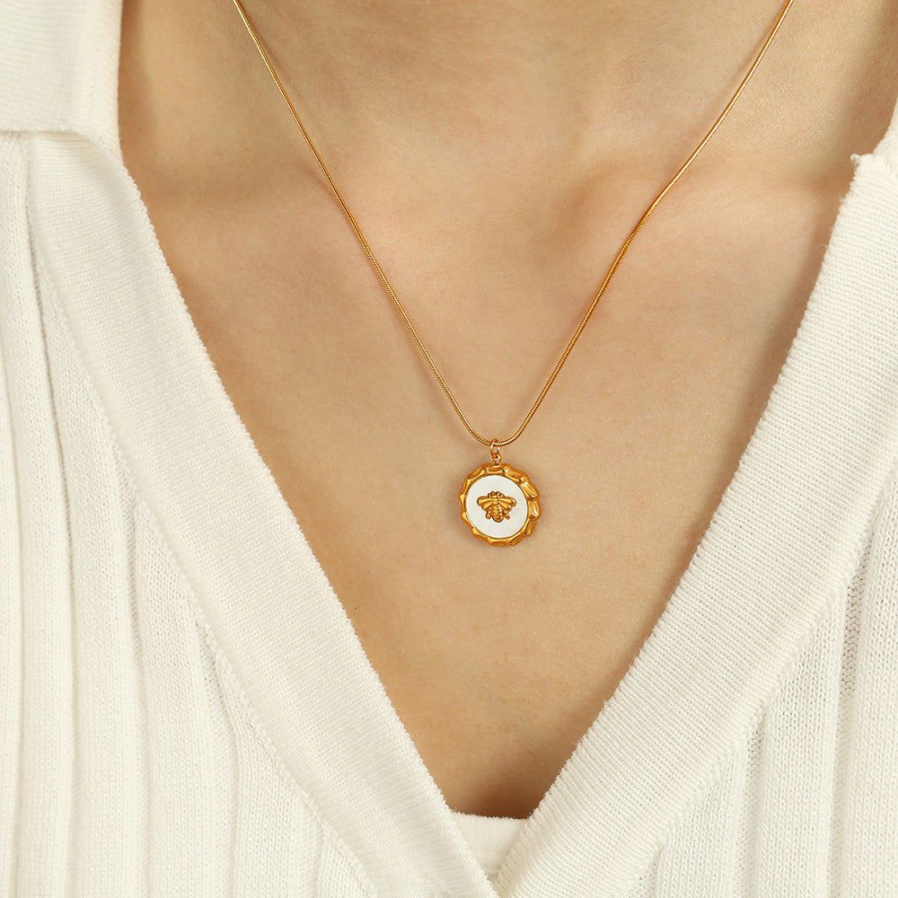 Bee Shell Minimalist Style Necklace Ear Stud Female 2668south