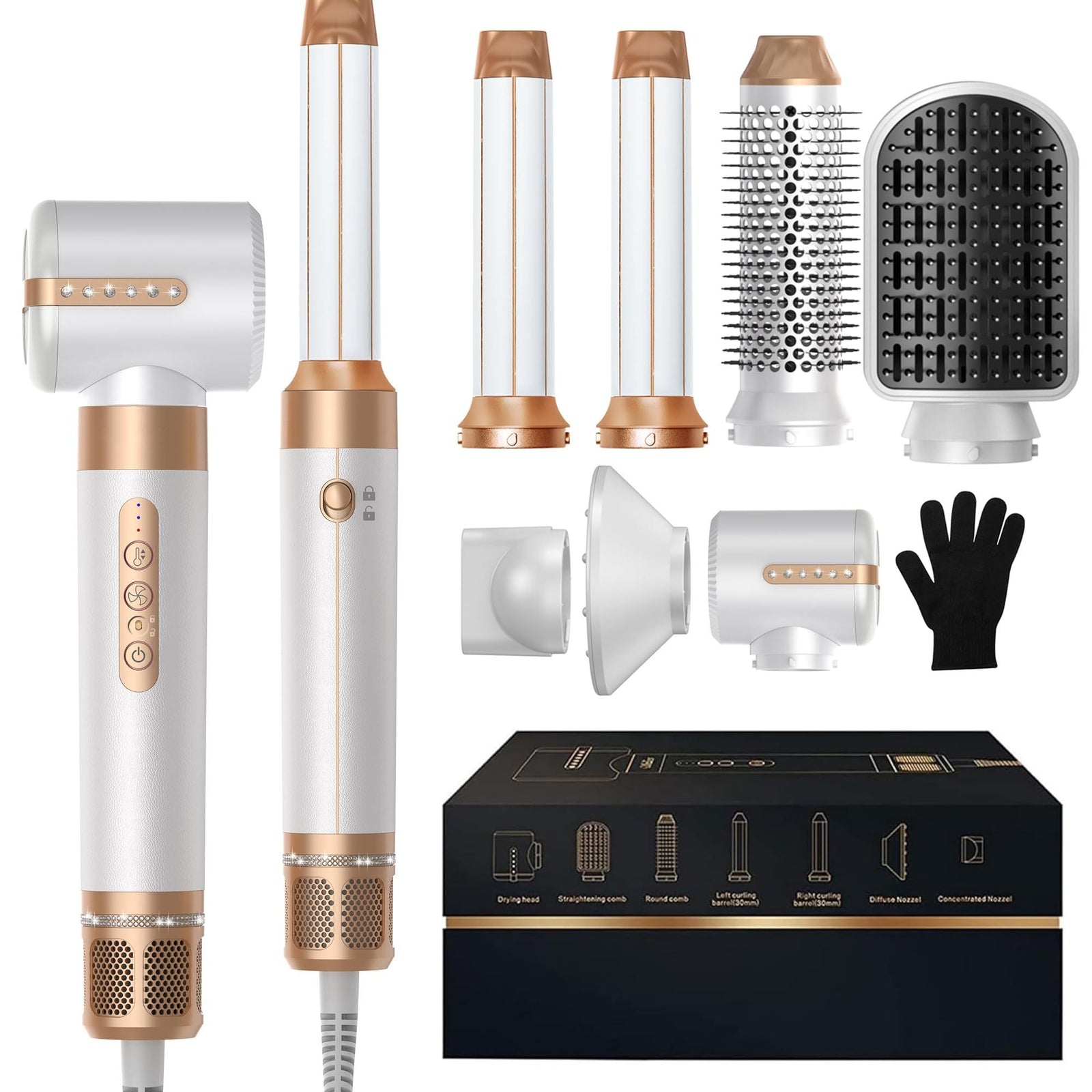 Blow Dryer Brush 7 In ONE, 110,000 RPM High-Speed Negative Ionic Hair Dryer With Diffuser Concentrator, Thermal Brush Hair Straightener Magic Styler, Volumizing Hair Styling Tools 2668south