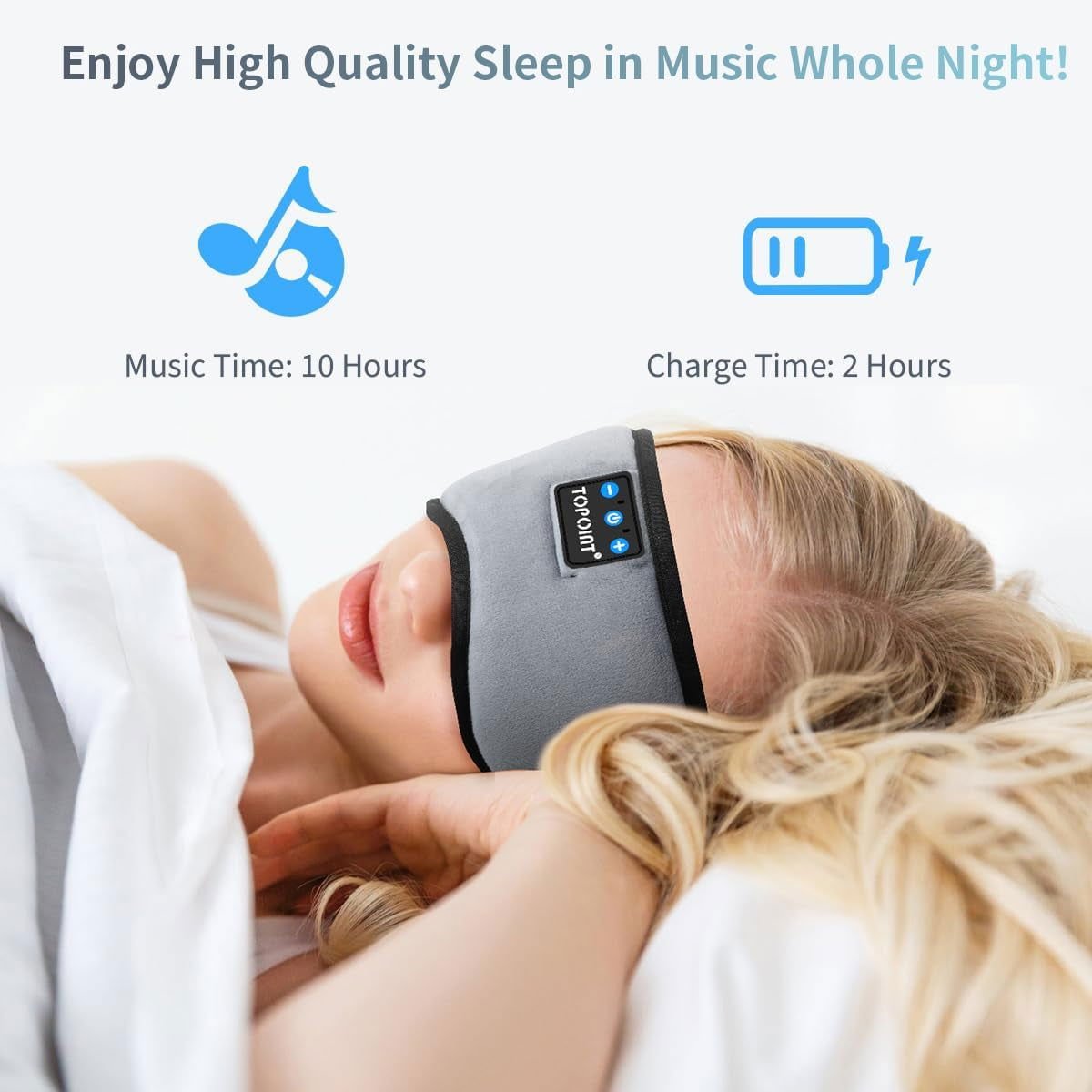 Bluetooth Sleep Eye Mask Wireless Headphones, Sleeping Eye Cover Travel Music Headsets with Microphone Handsfree, Sleep Headphones for Side Sleepers Men Women 2668south