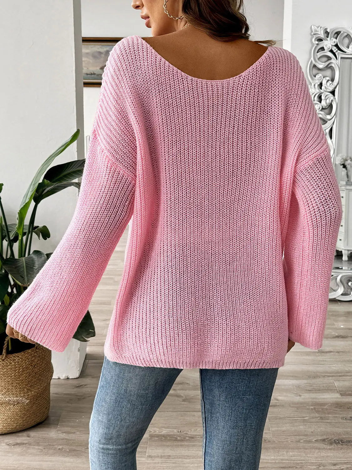 Bow Boat Neck Long Sleeve Sweater 2668south