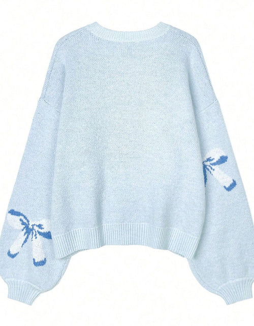 Load image into Gallery viewer, Bow Jacquard Lazy And Loose Pullover Sweater 2668south
