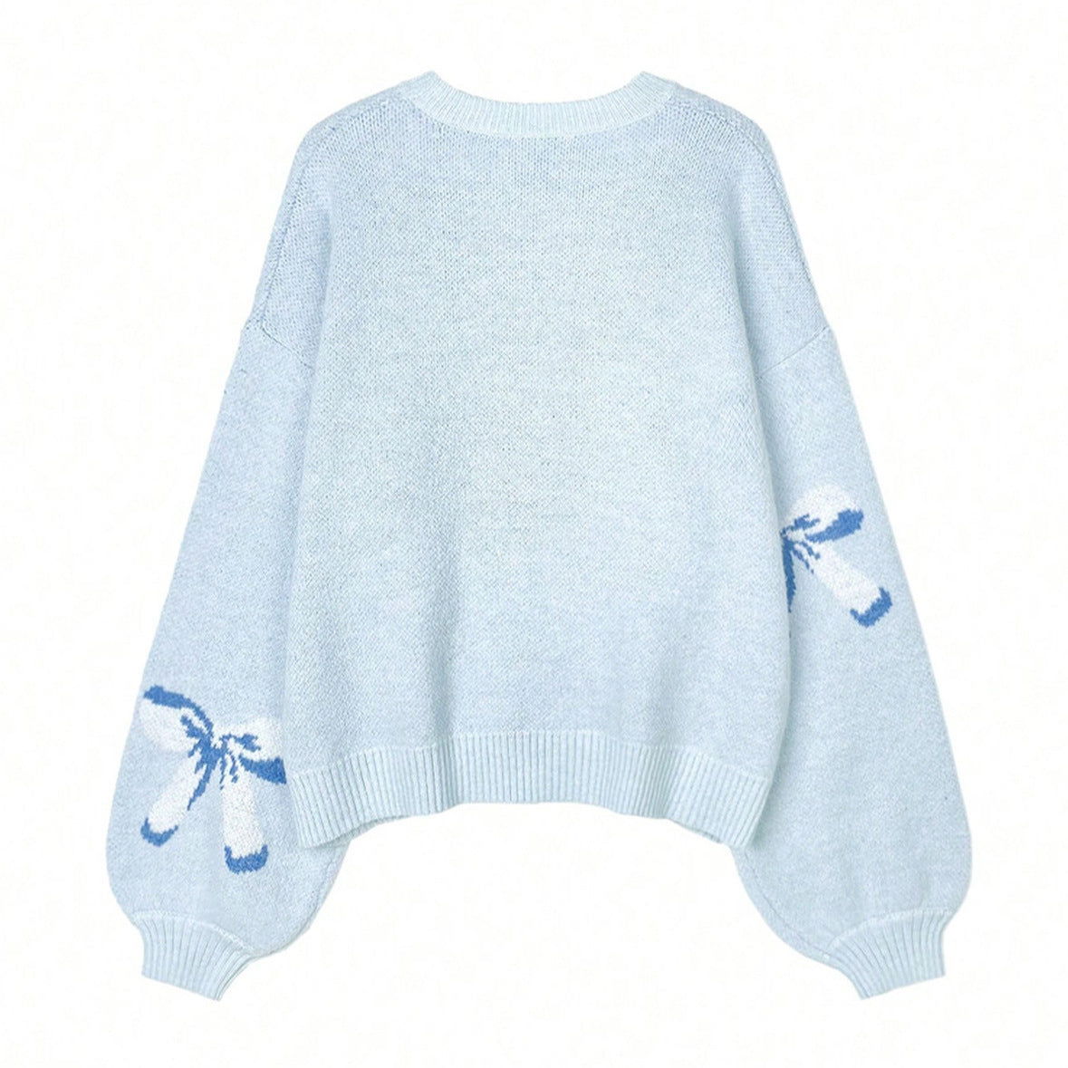 Bow Jacquard Lazy And Loose Pullover Sweater 2668south