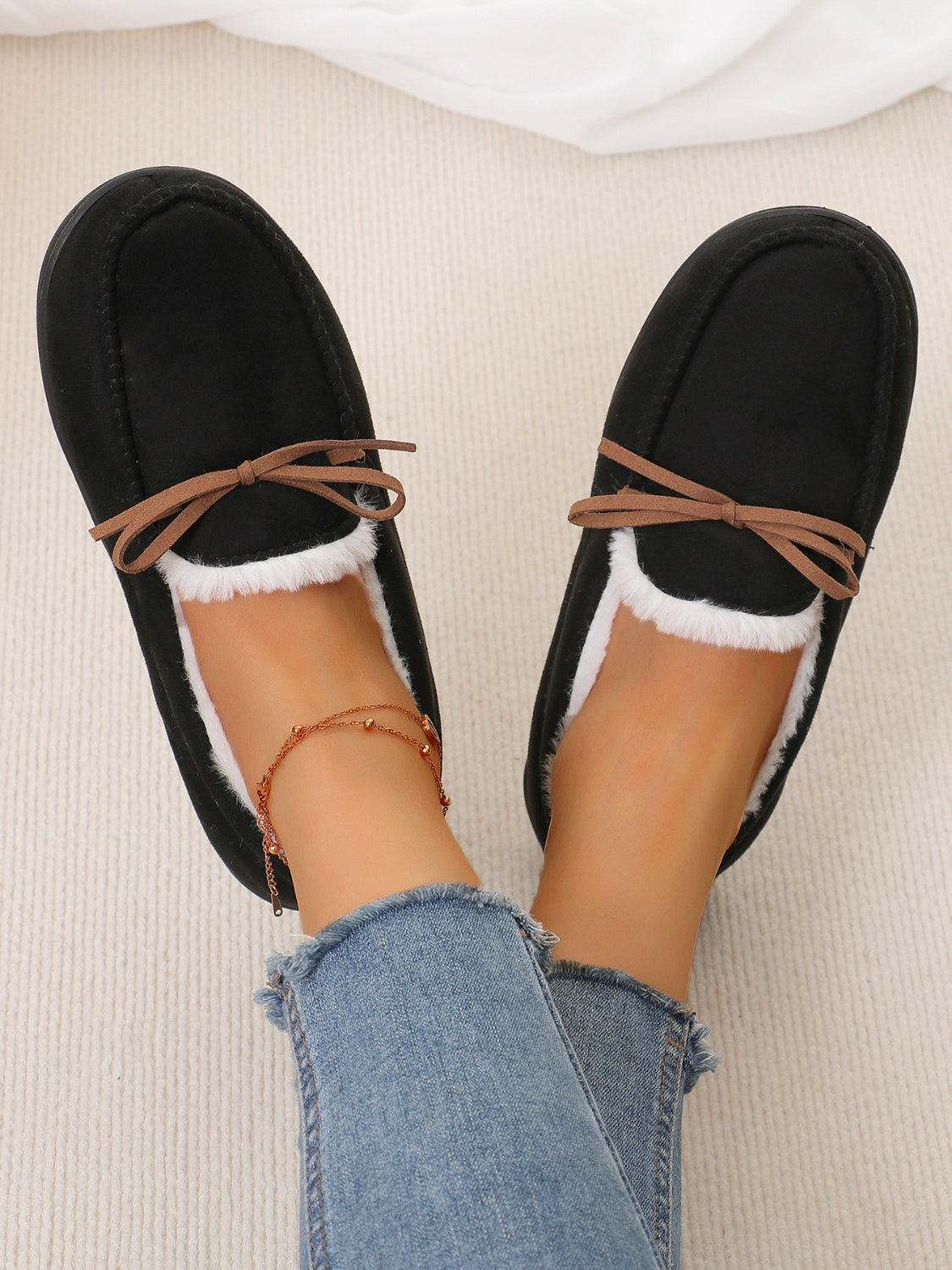 Bow Round Toe Flat Slip-Ons 2668south