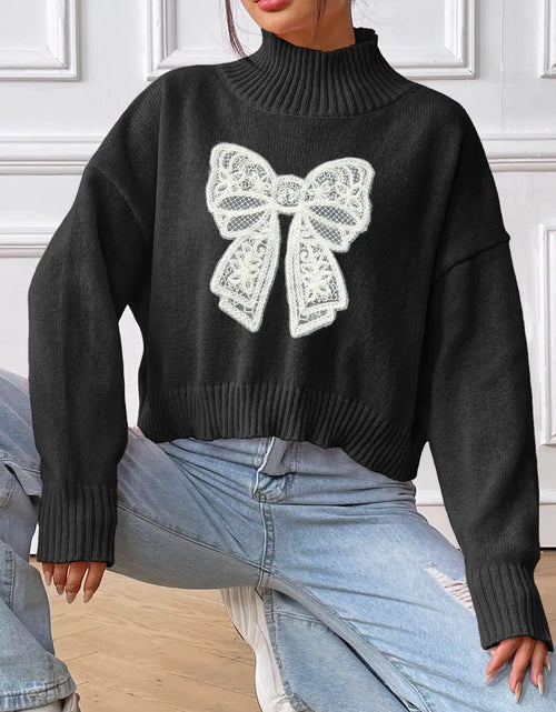 Load image into Gallery viewer, Bow Turtleneck Long Sleeve Sweater 2668south
