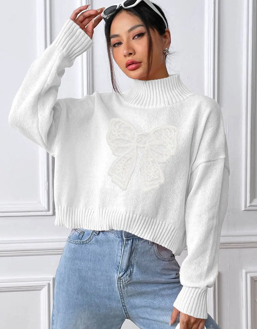 Load image into Gallery viewer, Bow Turtleneck Long Sleeve Sweater 2668south
