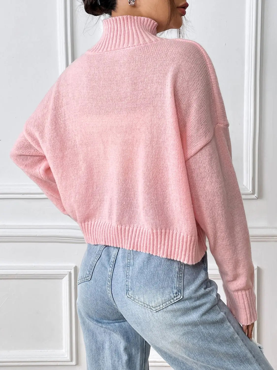 Bow Turtleneck Long Sleeve Sweater 2668south