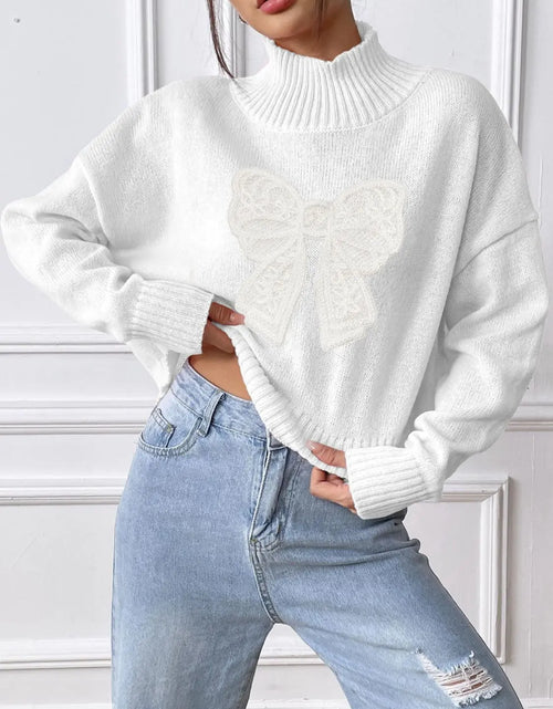 Load image into Gallery viewer, Bow Turtleneck Long Sleeve Sweater 2668south
