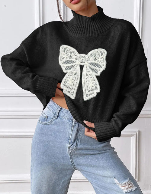 Load image into Gallery viewer, Bow Turtleneck Long Sleeve Sweater 2668south
