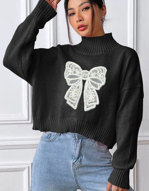 Load image into Gallery viewer, Bow Turtleneck Long Sleeve Sweater 2668south
