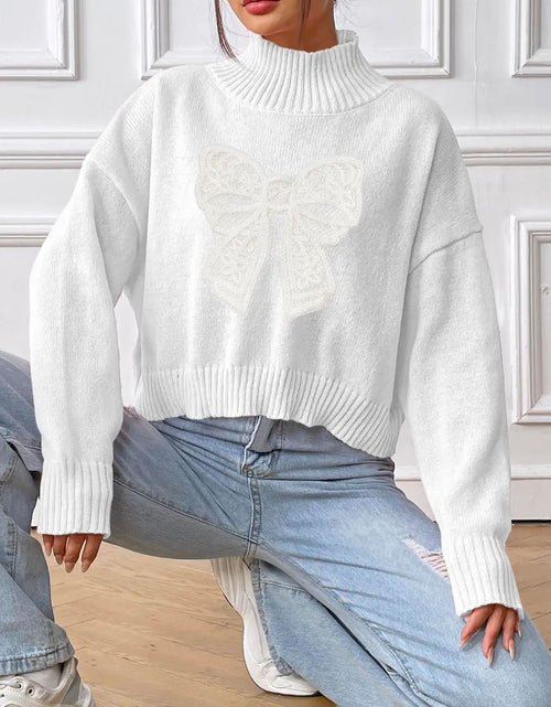 Load image into Gallery viewer, Bow Turtleneck Long Sleeve Sweater 2668south
