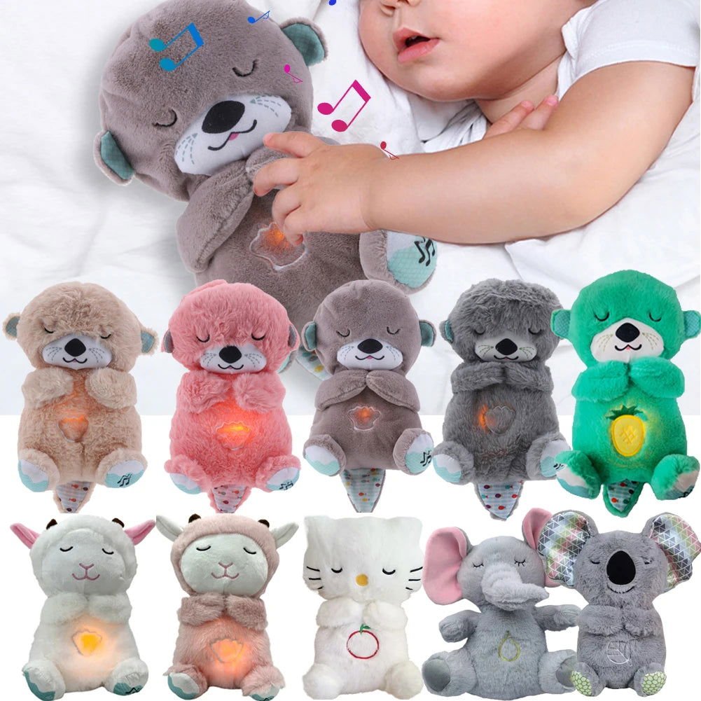 Breathing Otter Baby Sleep and Playmate Otter Musical Stuffed Plush Toy Baby Kids Soothing Music Sleep Sound and Light Doll Toys 2668south