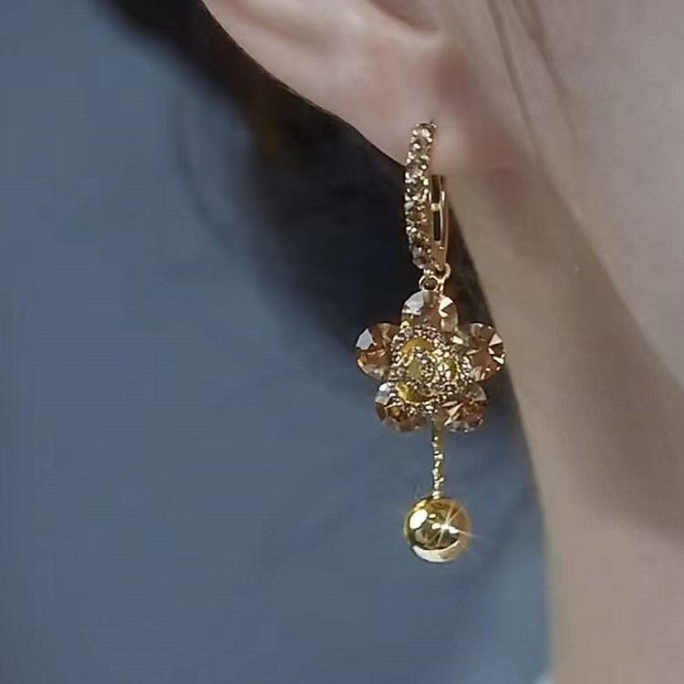 Brown Crystal Rose Earrings For Women 2668south