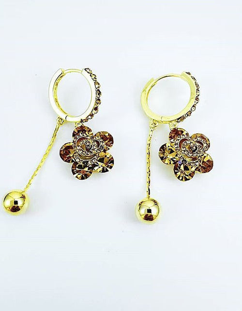 Load image into Gallery viewer, Brown Crystal Rose Earrings For Women 2668south
