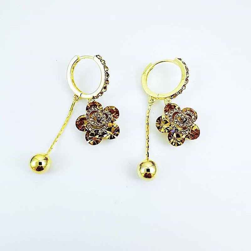 Brown Crystal Rose Earrings For Women 2668south