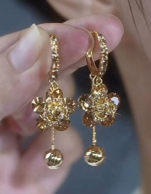 Load image into Gallery viewer, Brown Crystal Rose Earrings For Women 2668south
