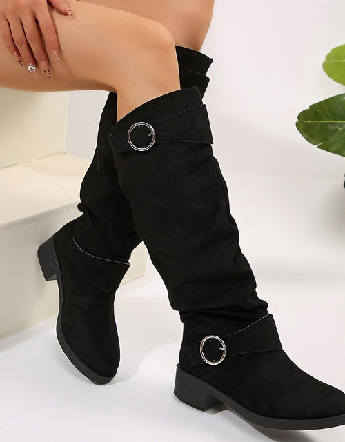 Load image into Gallery viewer, Buckle Round Toe Block Heel Boots 2668south
