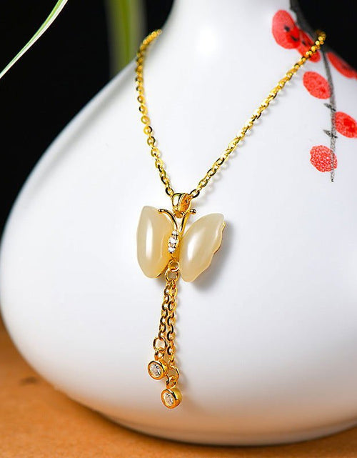 Load image into Gallery viewer, Butterfly Tassel Necklace Female S925 Sterling Silver New Chinese Style High Sense 2668south
