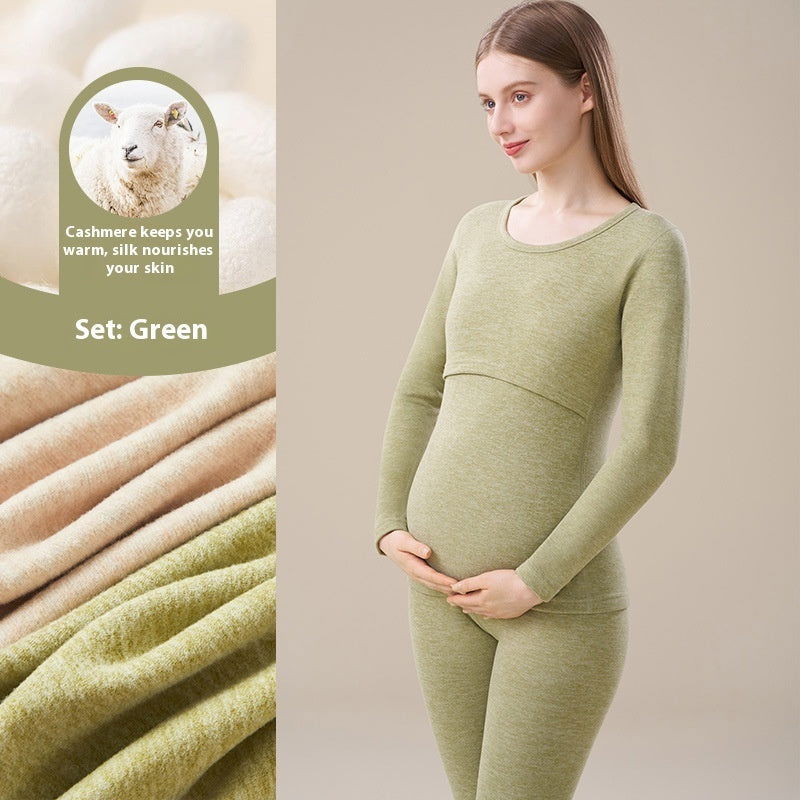 Cashmere Silk Edging Pregnant Women Warm Suit 2668south