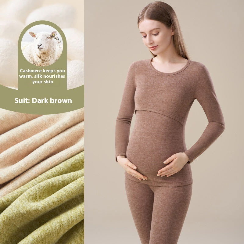 Cashmere Silk Edging Pregnant Women Warm Suit 2668south