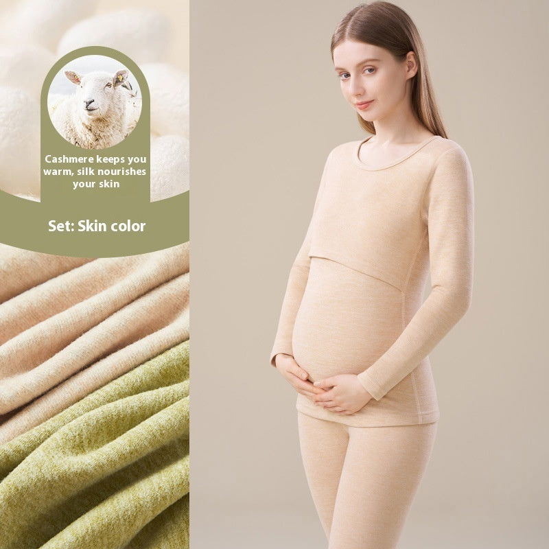 Cashmere Silk Edging Pregnant Women Warm Suit 2668south