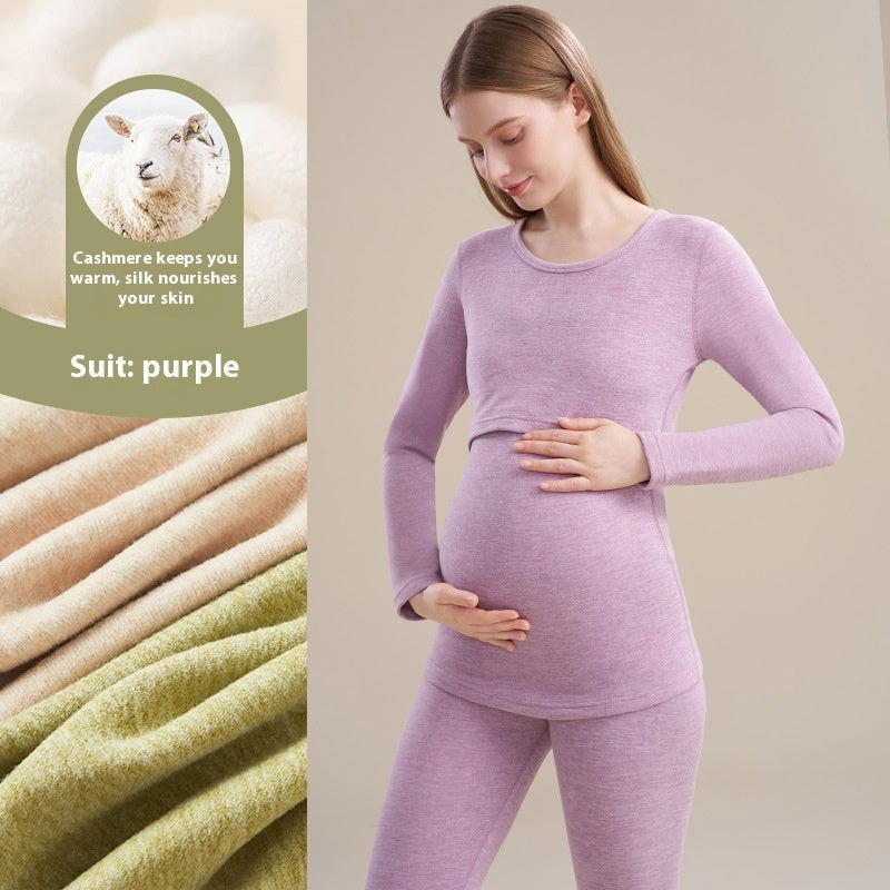 Cashmere Silk Edging Pregnant Women Warm Suit 2668south