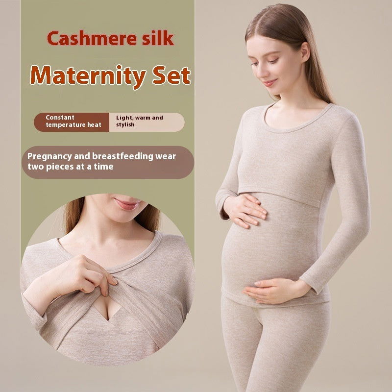 Cashmere Silk Edging Pregnant Women Warm Suit 2668south