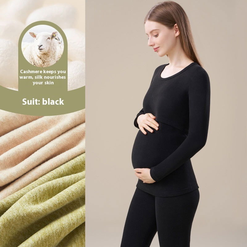 Cashmere Silk Edging Pregnant Women Warm Suit 2668south