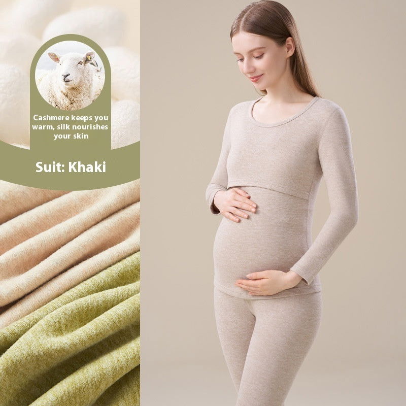 Cashmere Silk Edging Pregnant Women Warm Suit 2668south