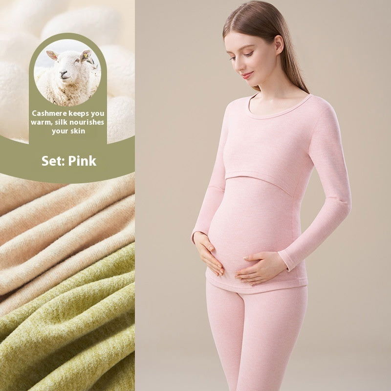 Cashmere Silk Edging Pregnant Women Warm Suit 2668south