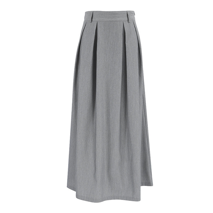 Casual High Waist Slim-fit Pleated A Swing Skirt 2668south