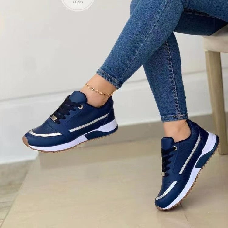 Casual Lace-up Flat Shoes Women Shallow Round Toe Sports Walking Sneakers 2668south