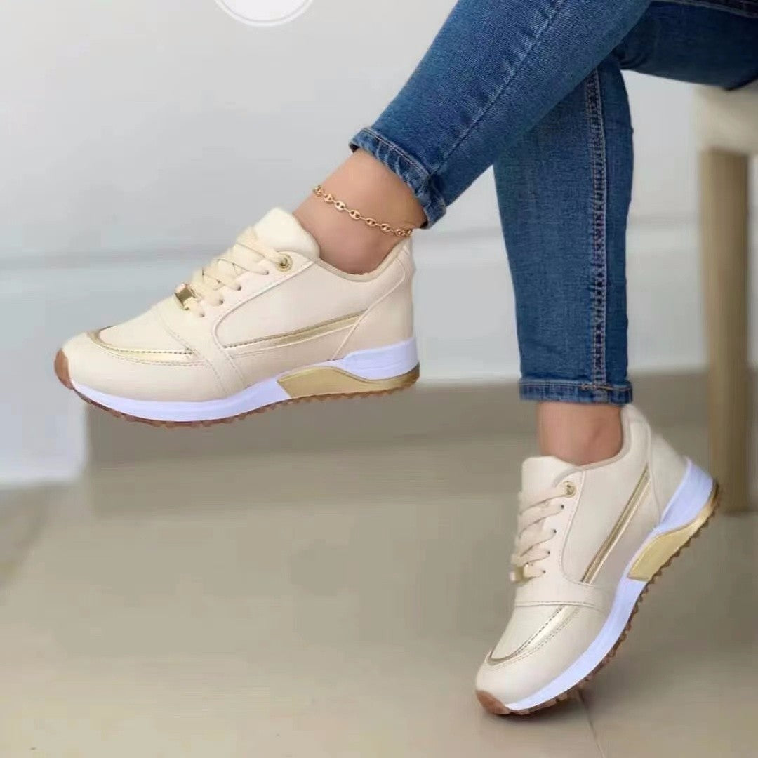 Casual Lace-up Flat Shoes Women Shallow Round Toe Sports Walking Sneakers 2668south