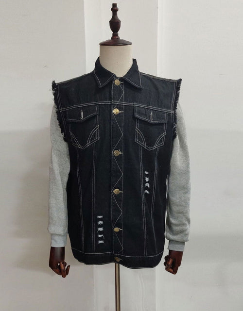 Load image into Gallery viewer, Casual Men&#39;s Clothing Denim Jacket Sleeveless Turn-down Collar Coat 2668south
