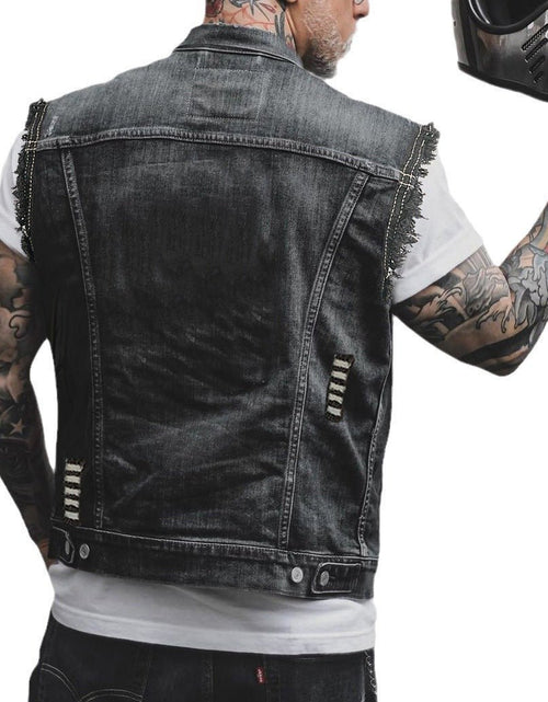 Load image into Gallery viewer, Casual Men&#39;s Clothing Denim Jacket Sleeveless Turn-down Collar Coat 2668south
