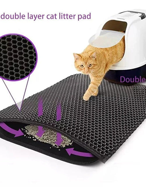 Load image into Gallery viewer, Cat Litter Mat with Gift Double Layer Waterproof Pet Litter Box Mat Non-Slip Sand Cat Pad Washable Bed Mat Clean Pad Products 2668south
