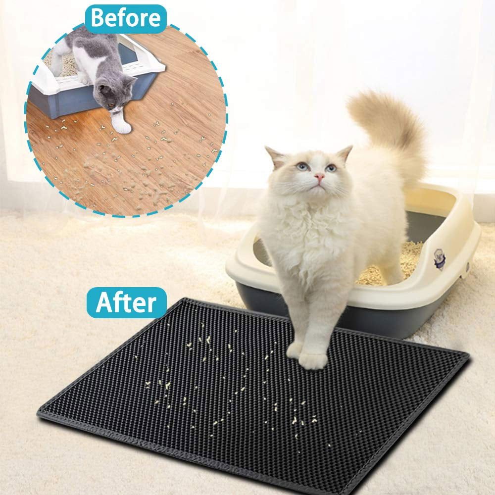 Cat Litter Mat with Gift Double Layer Waterproof Pet Litter Box Mat Non-Slip Sand Cat Pad Washable Bed Mat Clean Pad Products 2668south