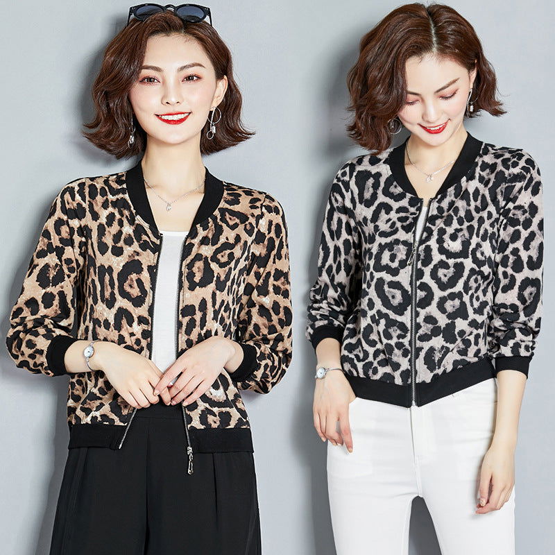 Chiffon Shirt Leopard Print Printed Sunscreen Air Conditioning Jacket Cardigan 2668south