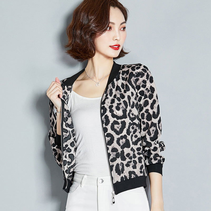 Chiffon Shirt Leopard Print Printed Sunscreen Air Conditioning Jacket Cardigan 2668south