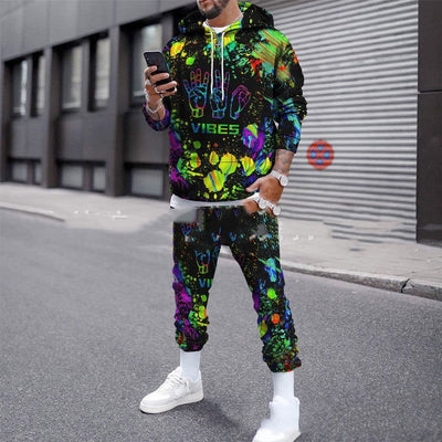 Colorful 3D Number Splash Camouflage Printing Suit 2668south