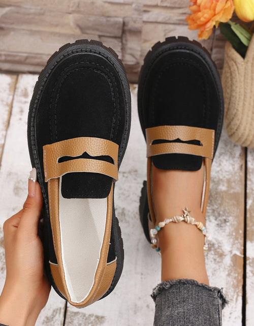 Load image into Gallery viewer, Contrast Suede Platform Loafers 2668south
