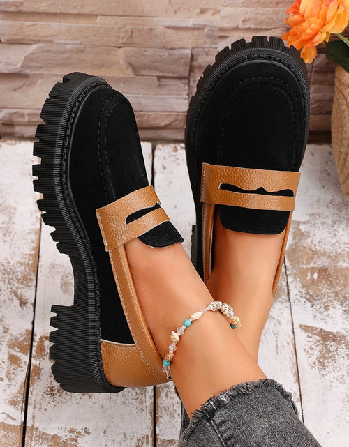 Load image into Gallery viewer, Contrast Suede Platform Loafers 2668south
