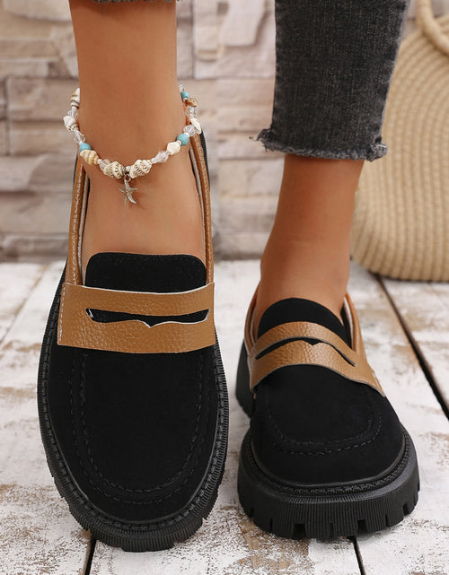 Load image into Gallery viewer, Contrast Suede Platform Loafers 2668south
