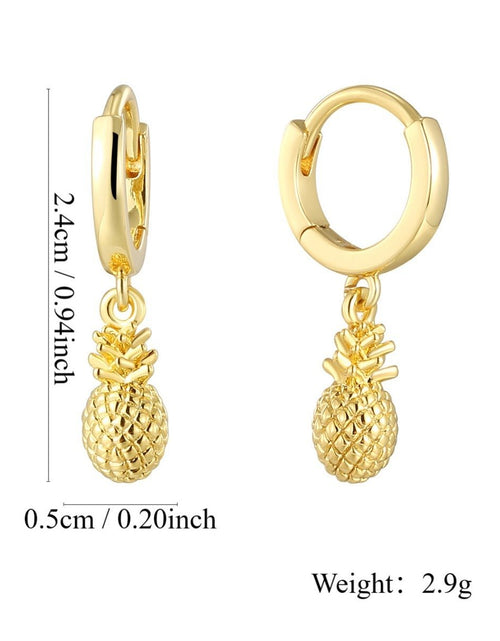 Load image into Gallery viewer, Copper Plating 18K Gold Cute Pineapple Earrings 2668south
