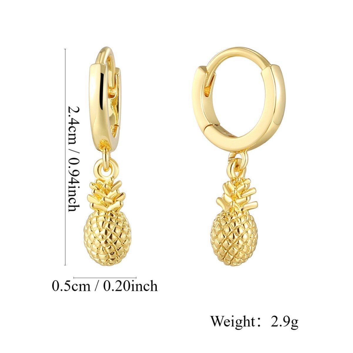 Copper Plating 18K Gold Cute Pineapple Earrings 2668south